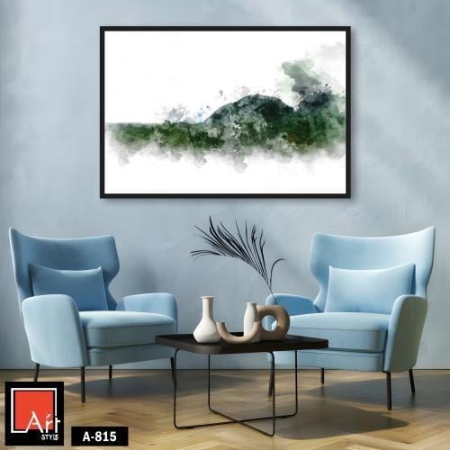 A815 لوحة مائية هادئة تصور منظر طبيعي جبلي بألوان...