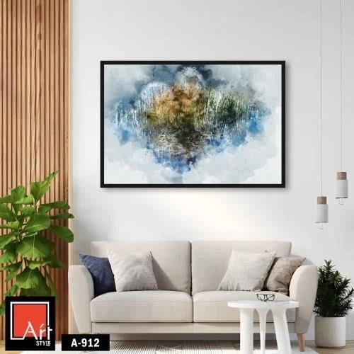 A912 لوحة فنية مائية هادئة تصور منظر طبيعي لبحيرة...