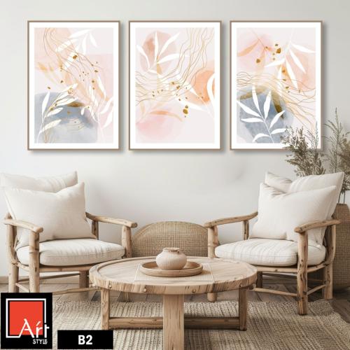 B2 ثلاث لوحات تجريدية بألوان باستيل