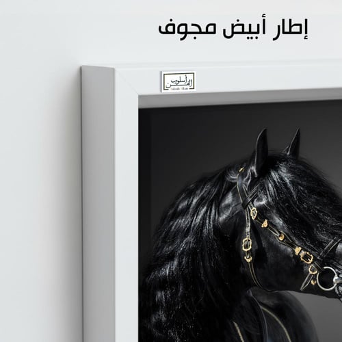 HR110 لوحة فنية بالأبيض والأسود تصور رأس حصان أسود...