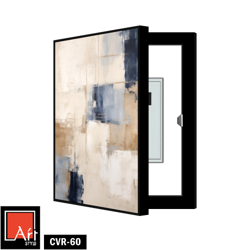 CVR60 لوحة تجريدية بألوان بيج وأزرق.