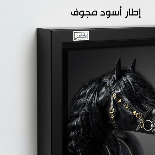 HR110 لوحة فنية بالأبيض والأسود تصور رأس حصان أسود...