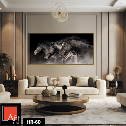 HR60 لوحة فنية معاصرة بالأبيض والأسود تصور ثلاثة أ...