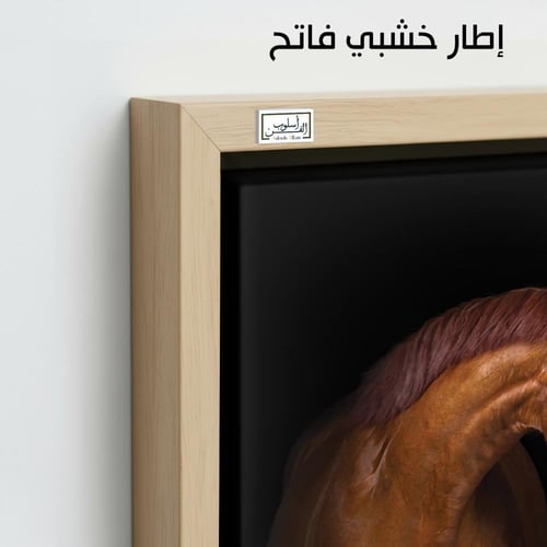 HR105 لوحة فنية معاصرة تصور حصانين، أحدهما بني وال...