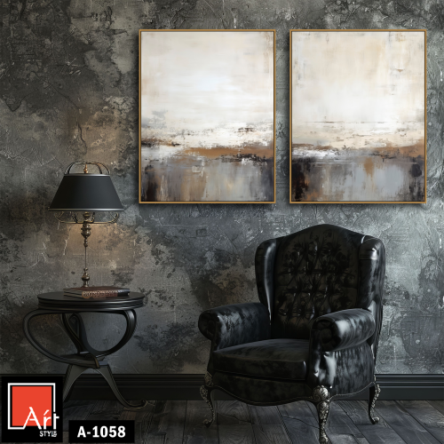 A1058 لوحة ثنائية تجريدية بألوان دافئة