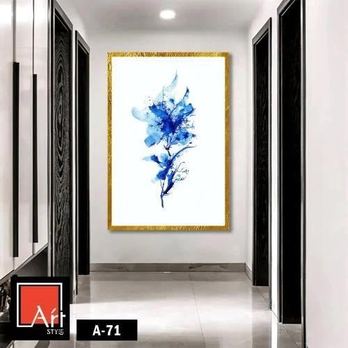 A71 لوحة فنية تجريدية بتدرجات الأزرق على خلفية بيض...