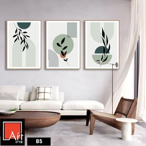 B5 ثلاث لوحات زخارف نباتية هادئة.