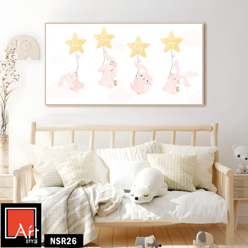 NSR26 لوحة أرانب معلقة بالنجوم المرحة.