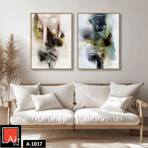 A1017 لوحة ثنائية تجريدية بألوان متعددة
