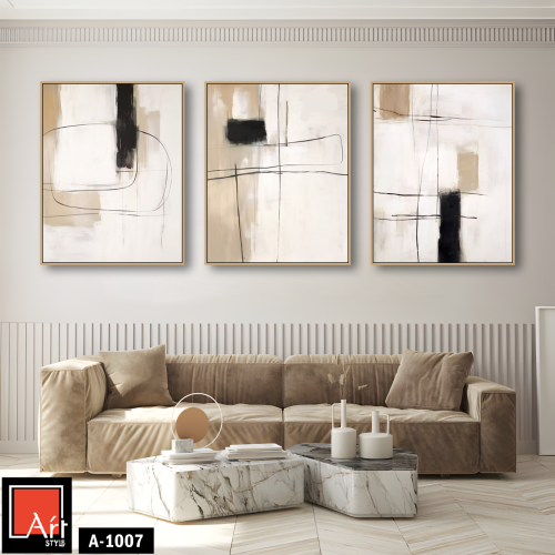 A1007 لوحة ثلاثية بخطوط هندسية بسيطة