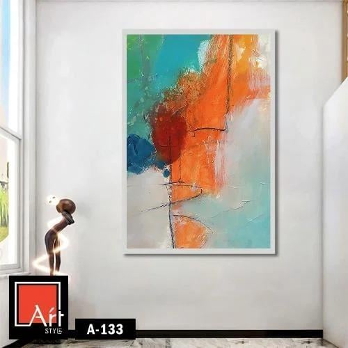 A133 لوحة تجريدية بألوان زاهية من البرتقالي والأزر...