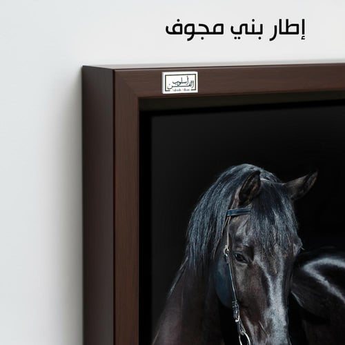 HR167 لوحة فنية واقعية تصور حصانًا أسود في ظلام دا...
