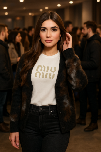 سترة صوفية محبوكة بنمط مرقّط