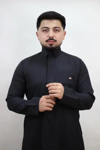 ثوب روعة الصفا خليه اسود سحاب قلاب D348