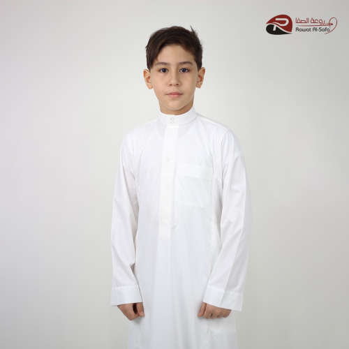 ثوب ولادي أبيض سادة D19W