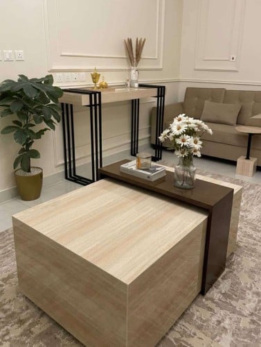 طاولة خدمة بديل رخام ترفنتينو ثقيلة 5 قطع