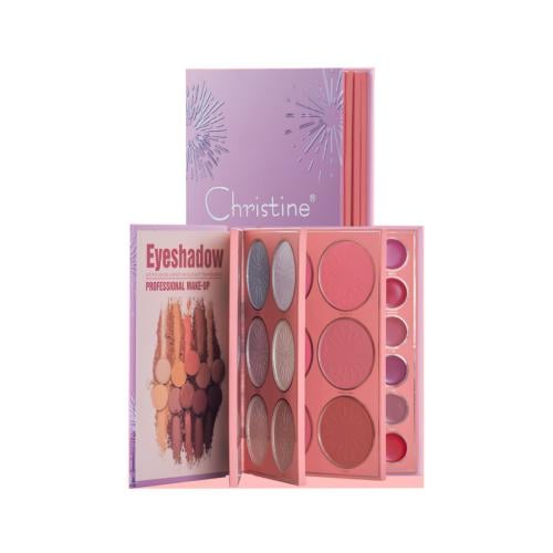 دفتر باليت كرستين 4 في 1 ظلال العيون+ اضاءة + احمر...