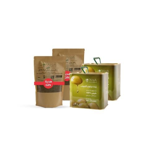 4 لتر زيت زيتون بعبوة 2 لتر + هدية عبوتين زعتر بري...