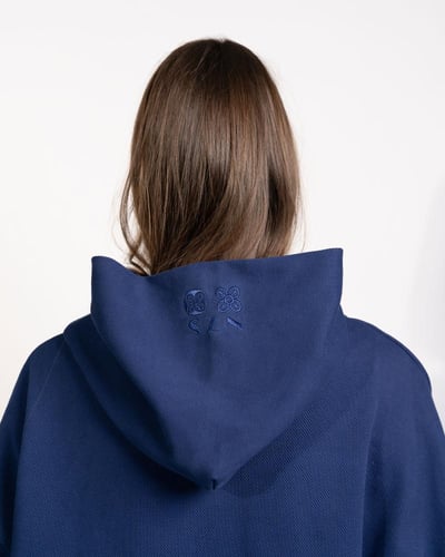 Blue hoodie with SZN logo