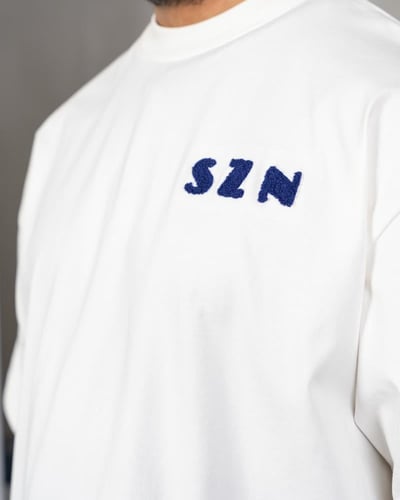 White T-Shirt Blue Logo