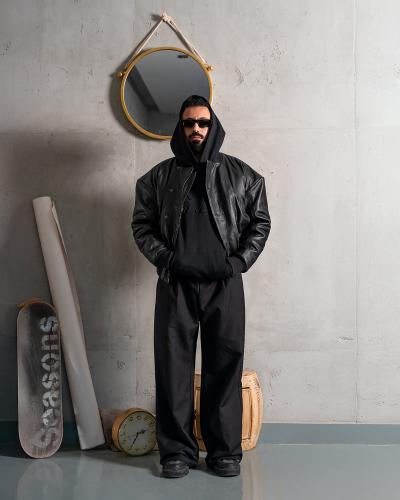 Black [ SZN ] Jacket Real Leather