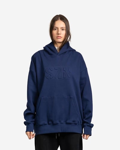 Blue hoodie with SZN logo