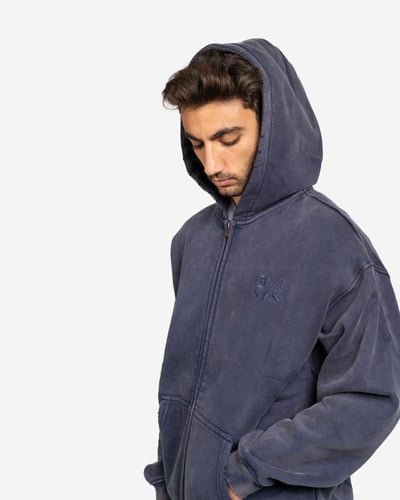 Blue SZN Logo Zip Up Hoodie