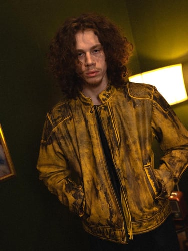 Luxury Natural Suede Jacket – Yellow with Black