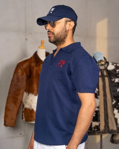 Knitted Polo Shirt - Navy