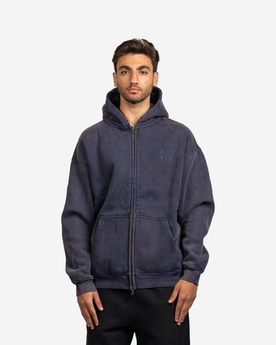 Blue SZN Logo Zip Up Hoodie