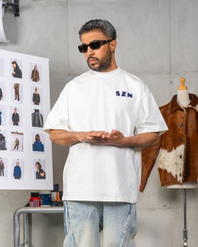 White T-Shirt Blue Logo