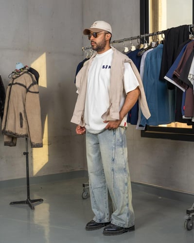 White T-Shirt Blue Logo