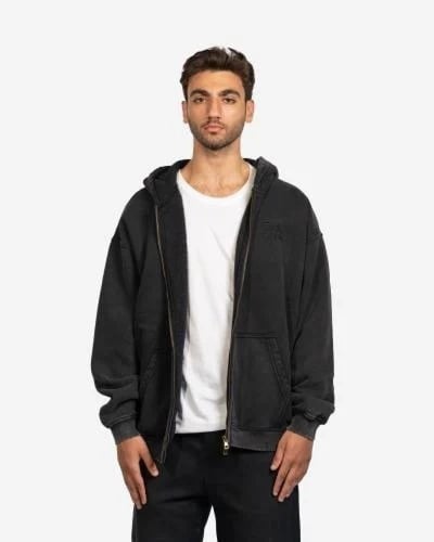 Black SZN Logo Zip Up Hoodie