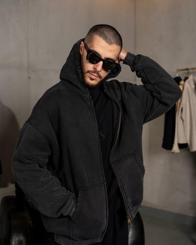 Black SZN Logo Zip Up Hoodie