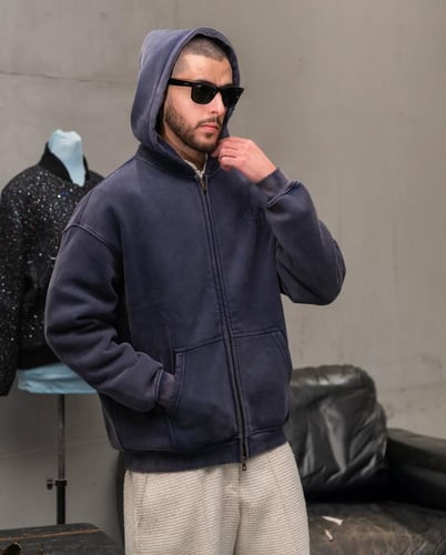 Blue SZN Logo Zip Up Hoodie