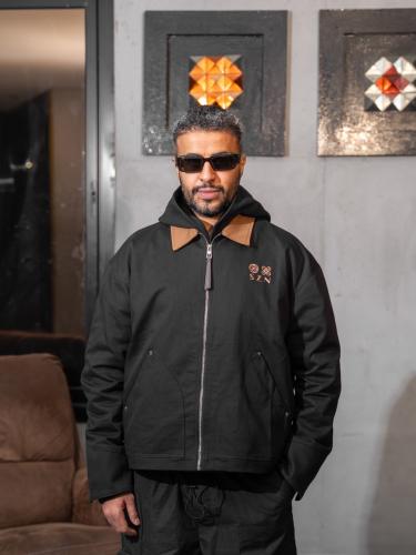 Black Contrast Collar Work Jacket