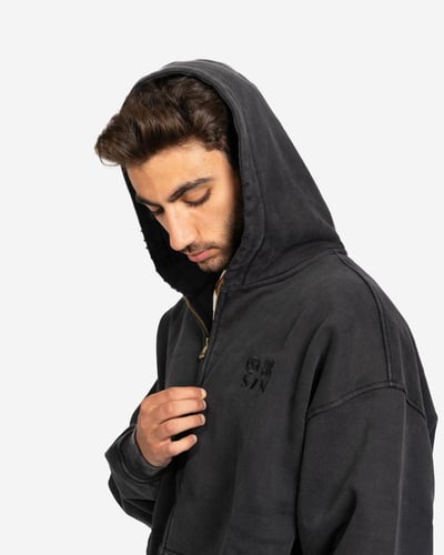 Black SZN Logo Zip Up Hoodie