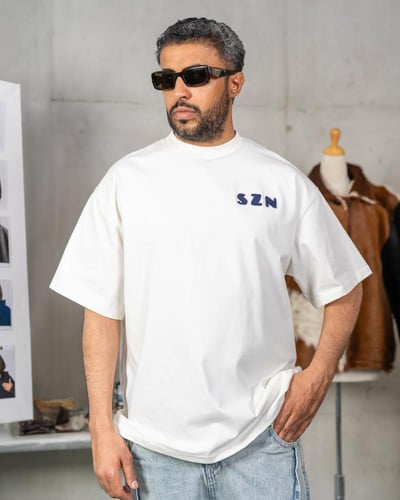 White T-Shirt Blue Logo