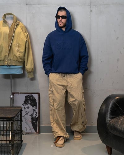 Blue hoodie with SZN logo