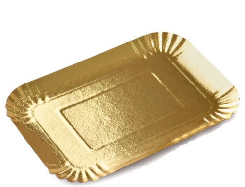 15 صحن ورق ذهبي مستطيل للحلويات والكيك
