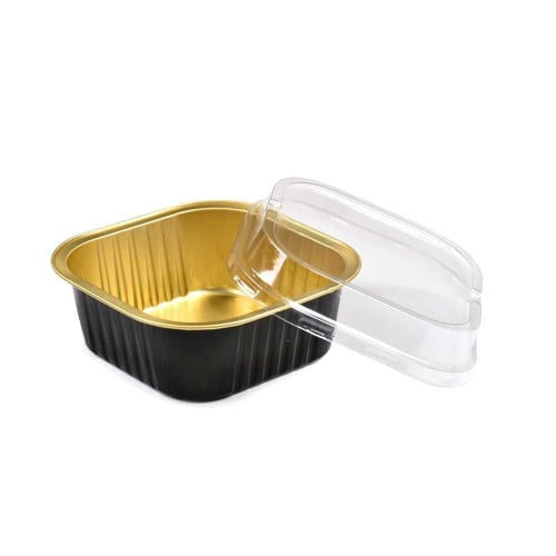 صحن المنيوم دائري بغطاء شفاف 230 مل