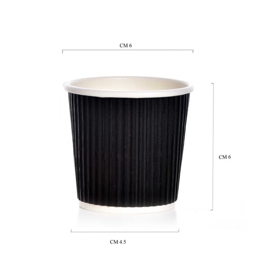 (25) كوب ورقي أسود دبل مموج 4 اونص