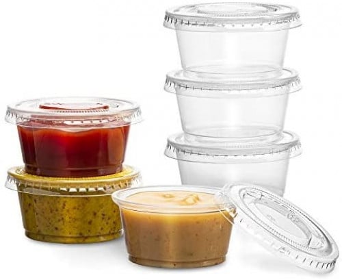 (50) علب صوص شفاف + غطاء 59 مل