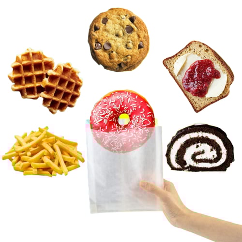 كيس كوكيز ورقي أبيض بطبقة عازلة مقاس صغير