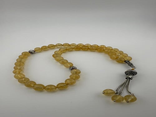 سبحة بحجر السترين Citrine والفضة