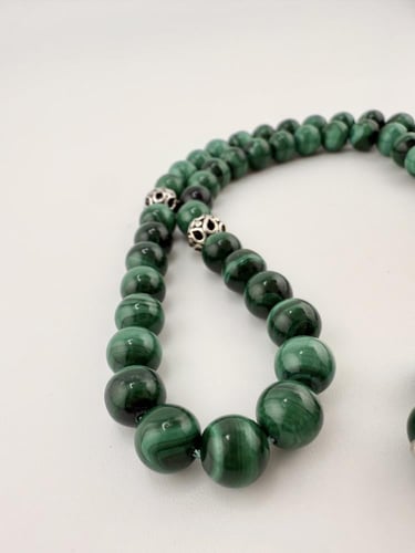 سبحة حجر ملاكيت بالفضة