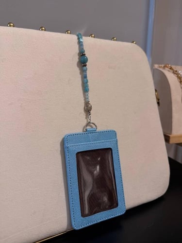 حامل بطاقة ID حجر اكوامارين