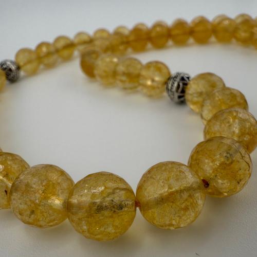سبحة بحجر السترين Citrine والفضة