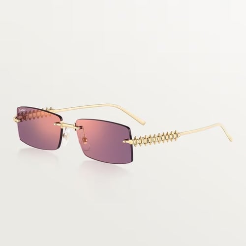 Clash de Cartier Sunglasses - Smooth golden-finish metal, purple lenses
