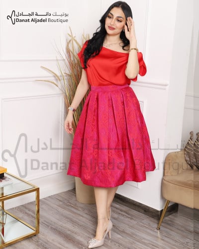 بدلة قطعتين تنورة جاكار فوشي وتوب حرير ارماني DJ#6...